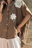 Yara Flora Relaxed Blouse Chocolate